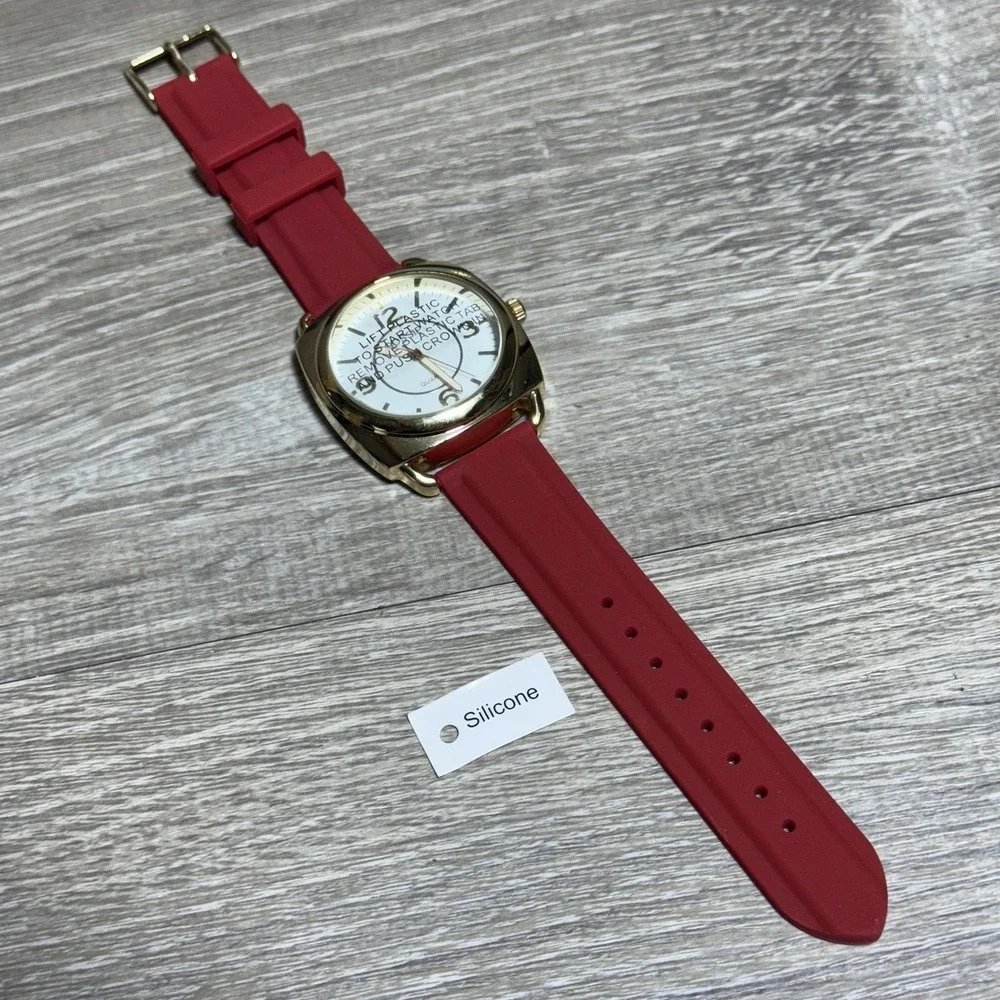 Gossip Watch Womens Red‎ Silicone Band Gold Tone Quartz Japan Movt GSP888C Box